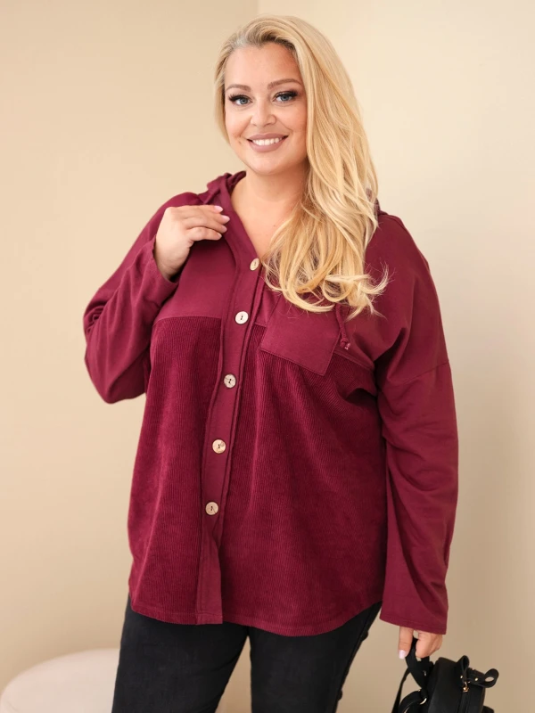 Bluza damska Plus Size bawełniana z kapturem i guzikami (r.48/50) 
