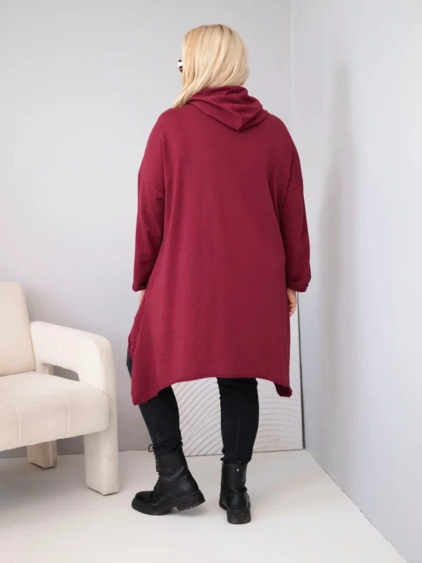 Bluza damska Plus Size bawełniana z kapturem i plecioną (r.46-50)    