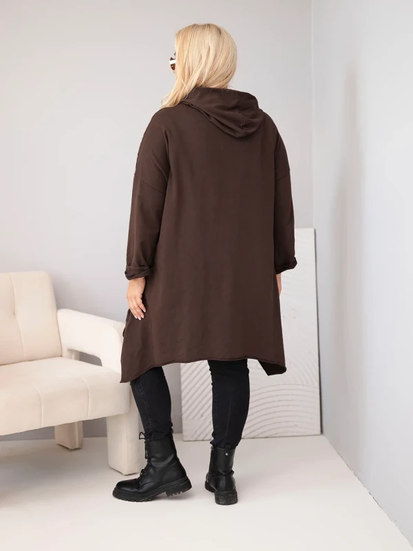 Bluza damska Plus Size bawełniana z kapturem i plecioną (r.46-50)     