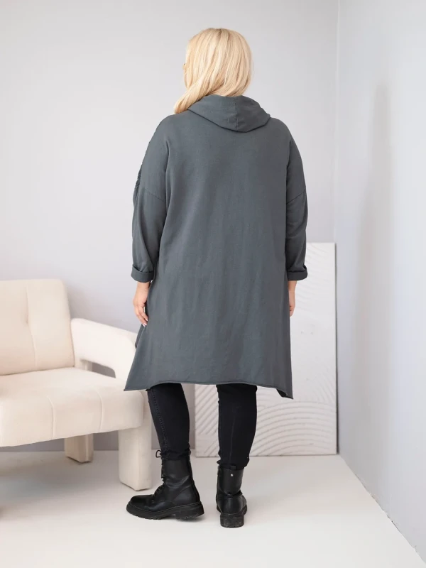 Bluza damska Plus Size bawełniana z kapturem i plecioną (r.46-50)      
