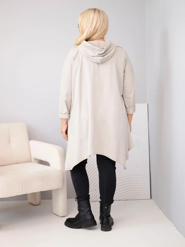 Bluza damska Plus Size bawełniana z kapturem i plecioną (r.46-50)       