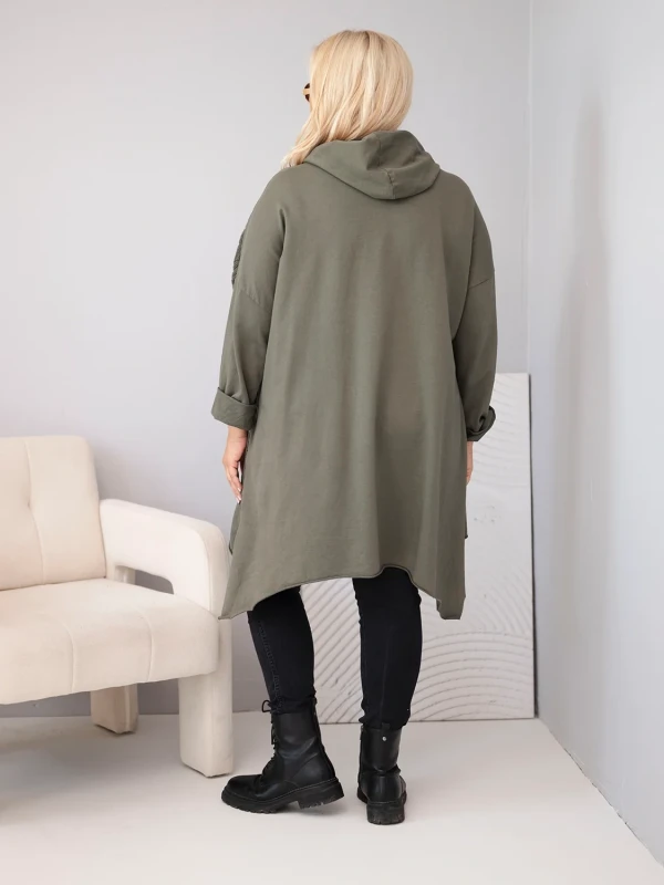 Bluza damska Plus Size bawełniana z kapturem i plecioną (r.46-50)        