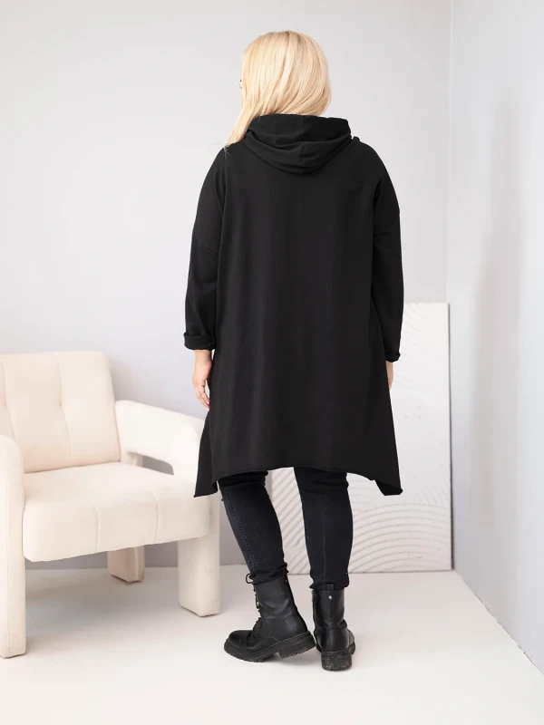 Bluza damska Plus Size bawełniana z kapturem i plecioną (r.46-50)         