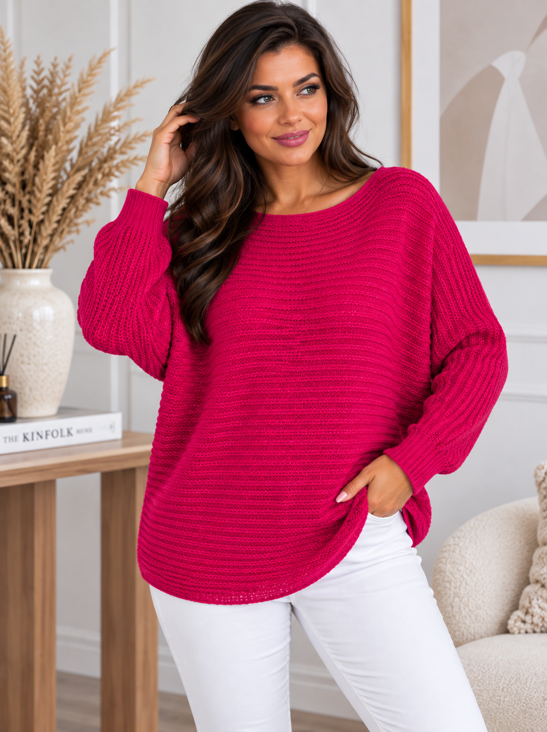 Sweter damski Basic luźny Plus Size 46–52