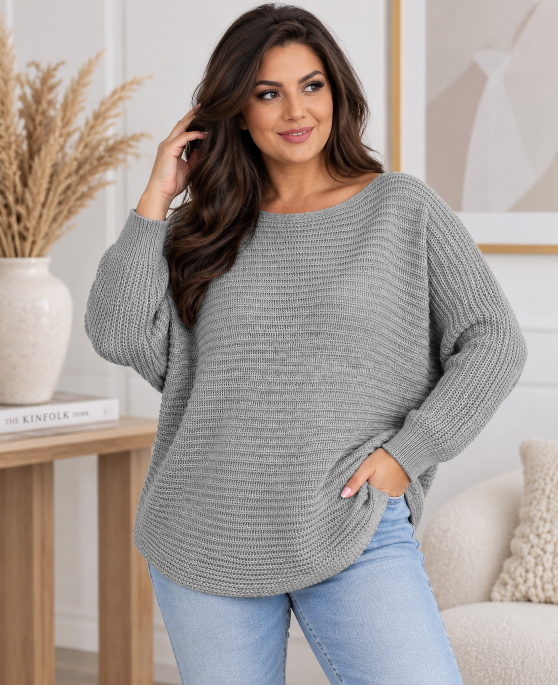 Sweter damski Basic luźny Plus Size 46–52 