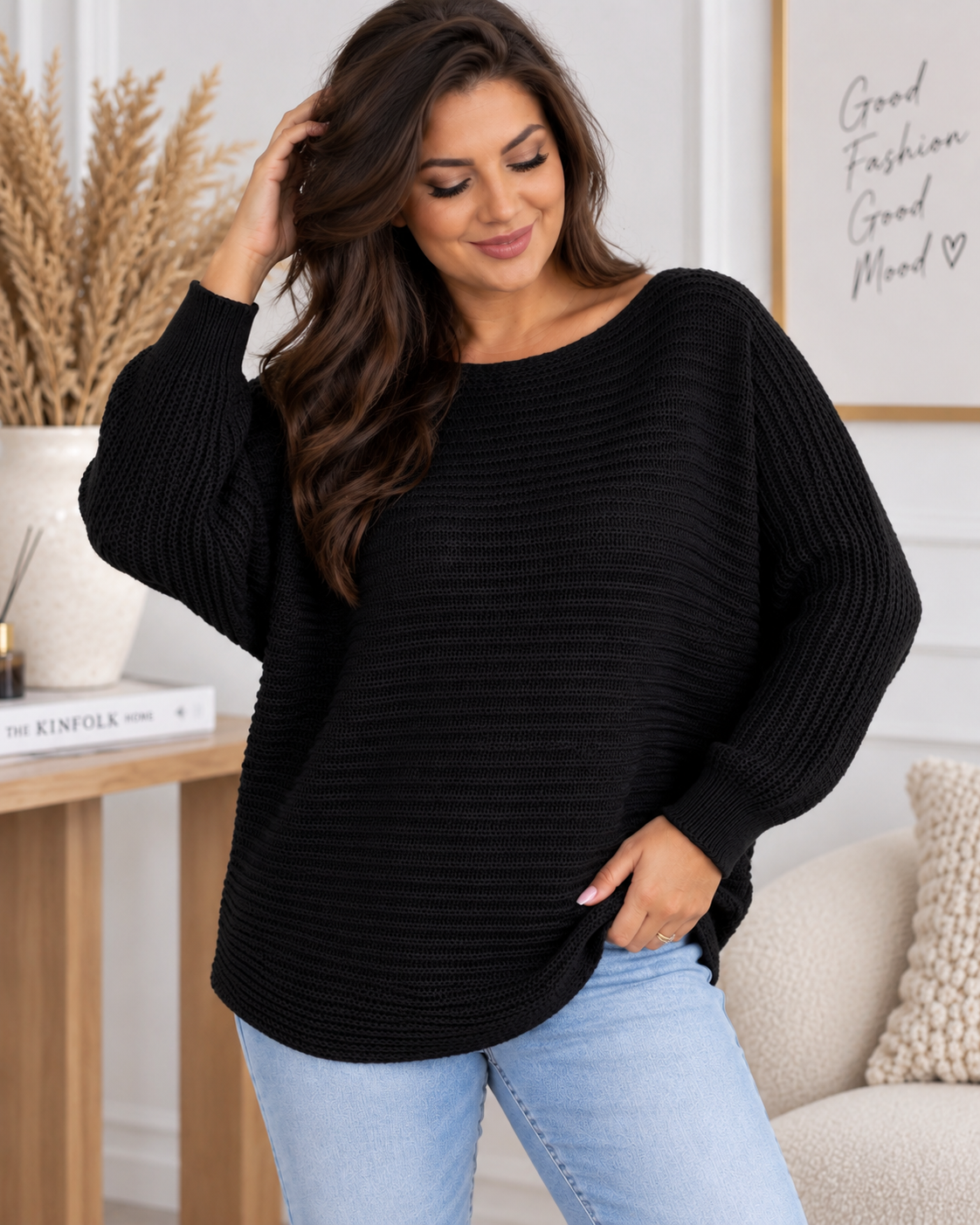 Sweter damski Basic luźny Plus Size 46–52 