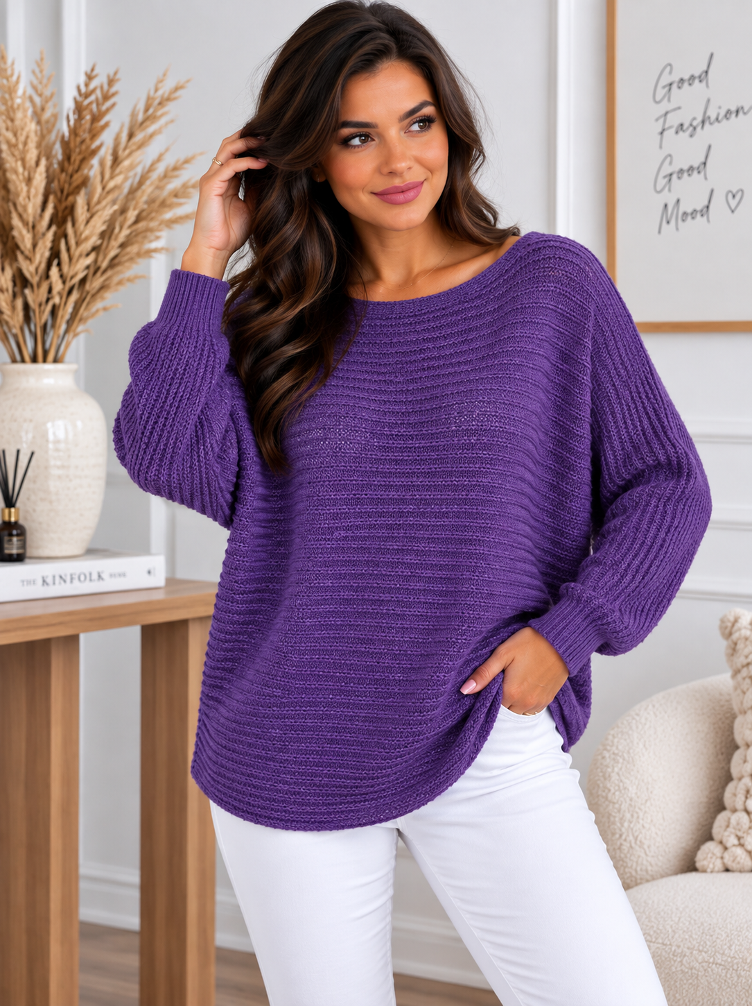 Sweter damski Basic luźny Plus Size 46–52   