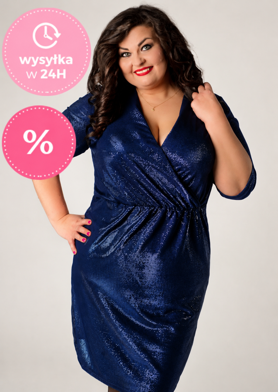 Sukienka  plus size nabłyszczana SHINE moda BL949 ( r. 44-54)   