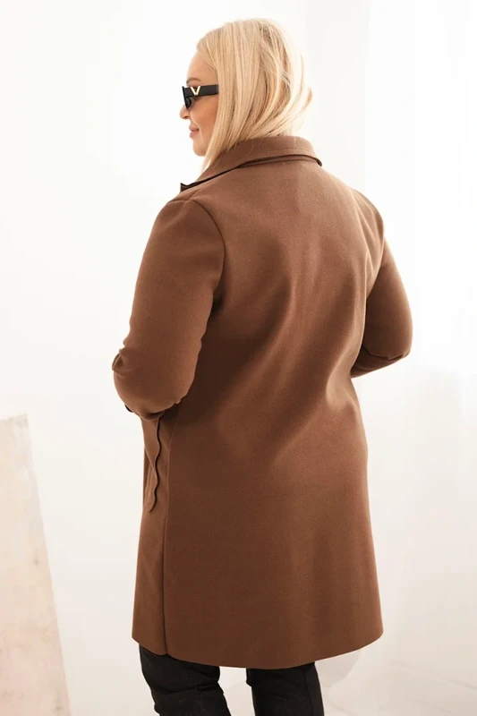 Płaszcz damski elegancki Plus Size z kołnierzem i dużymi kieszeniami (r.44-48)