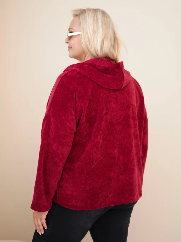  Bluza damska Plus Size sztruksowa z kapturem i zamkiem( r. 46-50)   