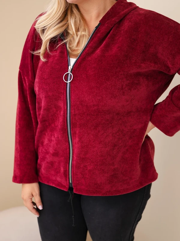  Bluza damska Plus Size sztruksowa z kapturem i zamkiem( r. 46-50)   