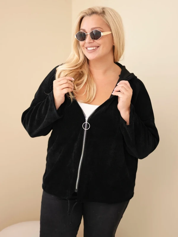  Bluza damska Plus Size sztruksowa z kapturem i zamkiem( r. 46-50)    