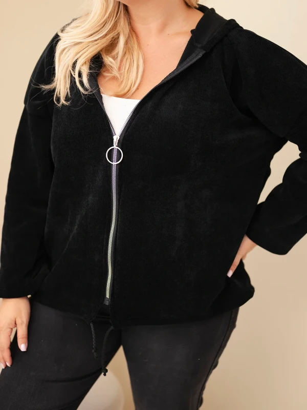  Bluza damska Plus Size sztruksowa z kapturem i zamkiem( r. 46-50)    