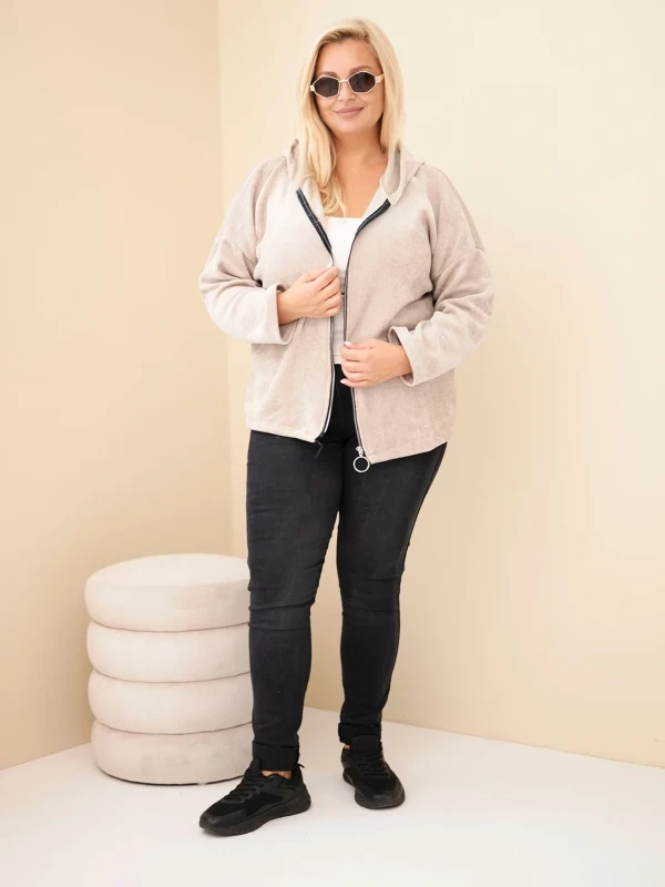  Bluza damska Plus Size sztruksowa z kapturem i zamkiem( r. 46-50)     