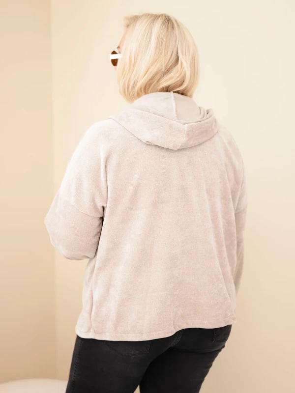  Bluza damska Plus Size sztruksowa z kapturem i zamkiem( r. 46-50)     