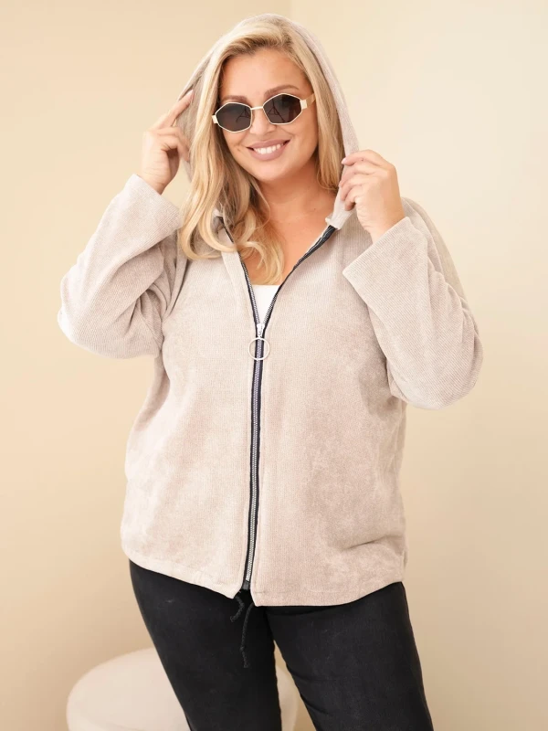  Bluza damska Plus Size sztruksowa z kapturem i zamkiem( r. 46-50)     