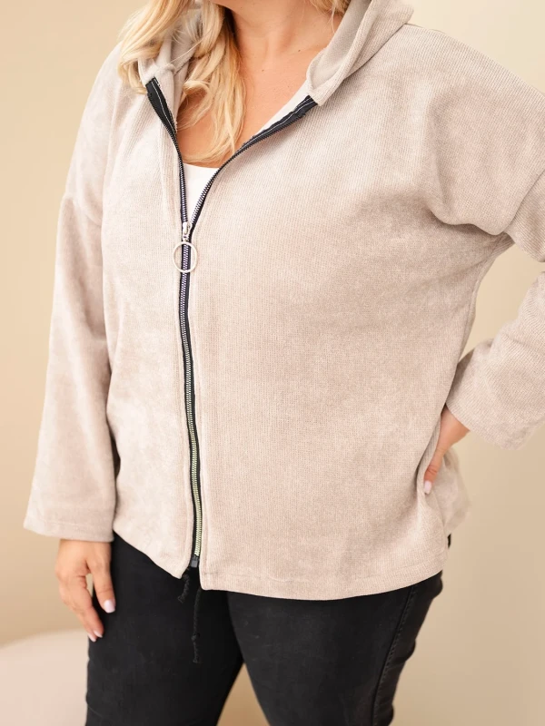  Bluza damska Plus Size sztruksowa z kapturem i zamkiem( r. 46-50)     