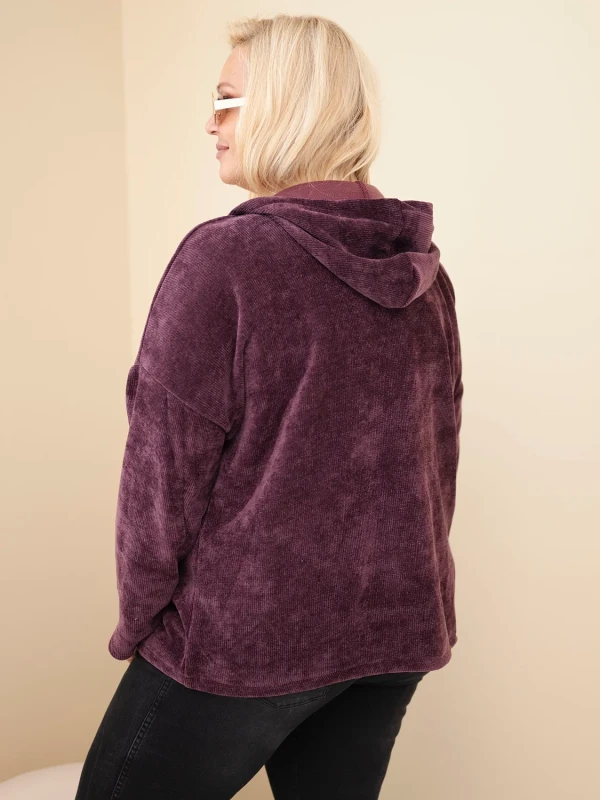  Bluza damska Plus Size sztruksowa z kapturem i zamkiem( r. 46-50)      