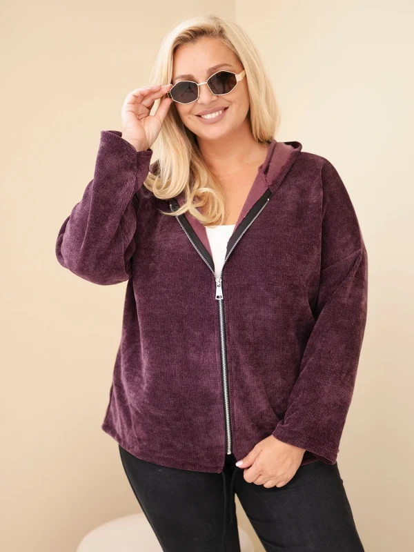  Bluza damska Plus Size sztruksowa z kapturem i zamkiem( r. 46-50)      