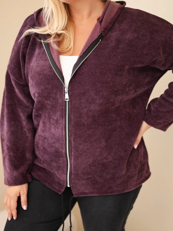  Bluza damska Plus Size sztruksowa z kapturem i zamkiem( r. 46-50)      