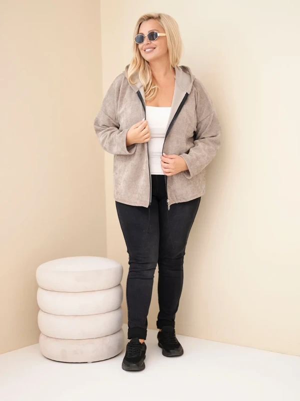  Bluza damska Plus Size sztruksowa z kapturem i zamkiem( r. 46-50)         