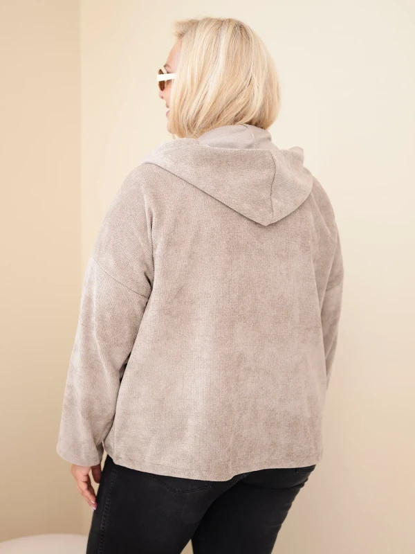  Bluza damska Plus Size sztruksowa z kapturem i zamkiem( r. 46-50)         