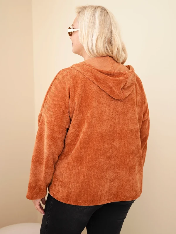  Bluza damska Plus Size sztruksowa z kapturem i zamkiem( r. 46-50)          