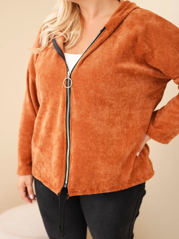  Bluza damska Plus Size sztruksowa z kapturem i zamkiem( r. 46-50)          