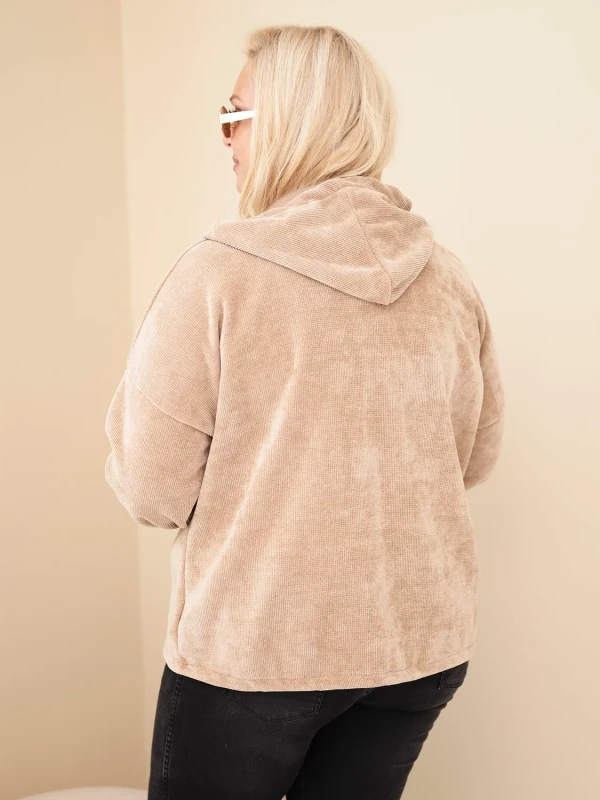  Bluza damska Plus Size sztruksowa z kapturem i zamkiem( r. 46-50)           