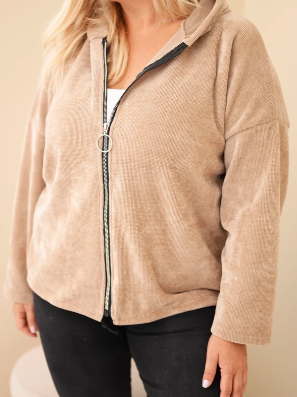 Bluza damska Plus Size sztruksowa z kapturem i zamkiem( r. 46-50)           