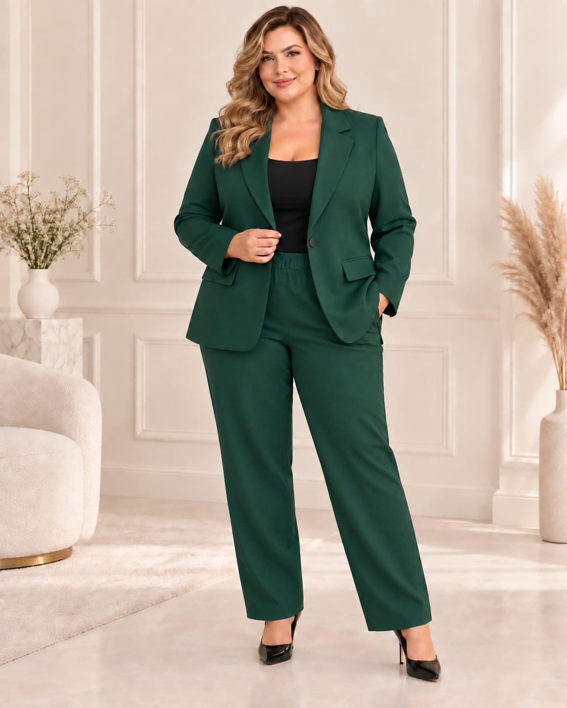 Komplet plus size Garnitur plus size zapinany na jeden guzik ( r. 48/50) 