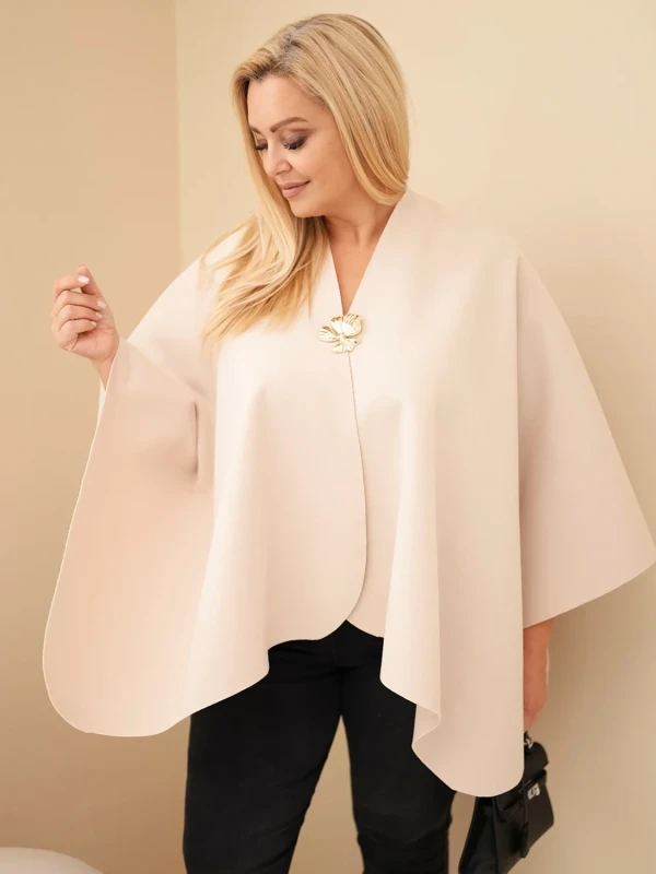 Narzutka damska ponczo Plus Size z broszką – elegancka narzutka oversize ( r 46-60)
