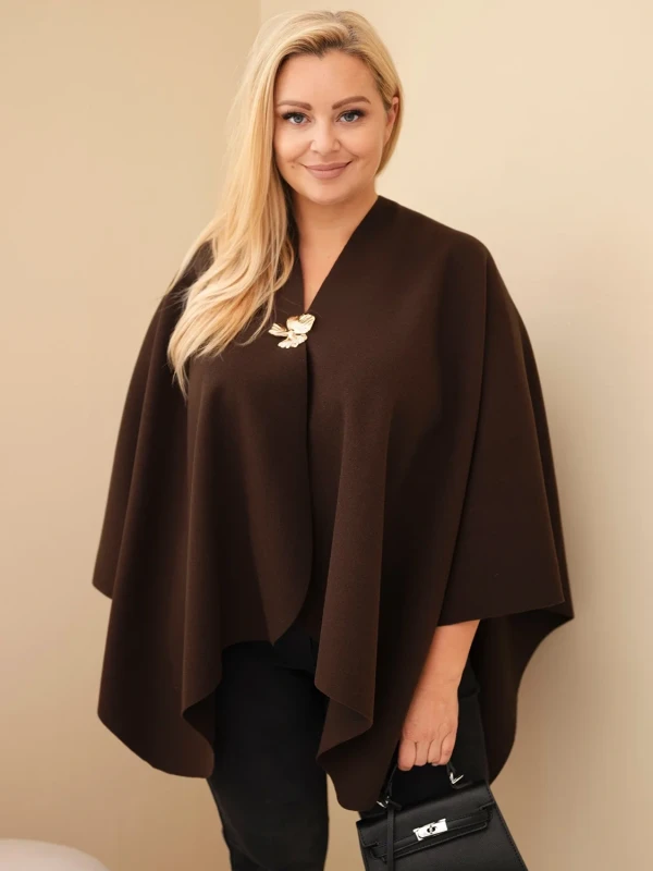 Narzutka damska ponczo Plus Size z broszką – elegancka narzutka oversize ( r 46-60) 