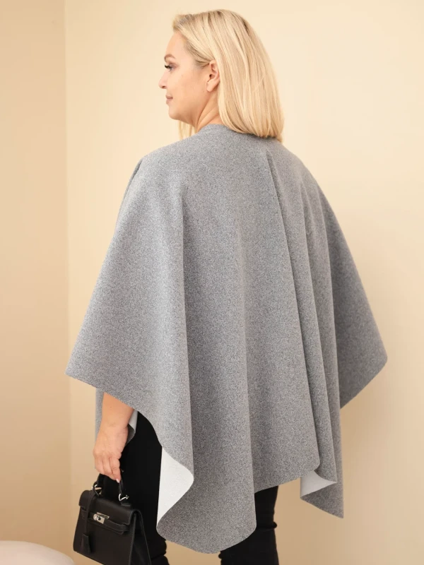 Narzutka damska ponczo Plus Size z broszką – elegancka narzutka oversize ( r 46-60)