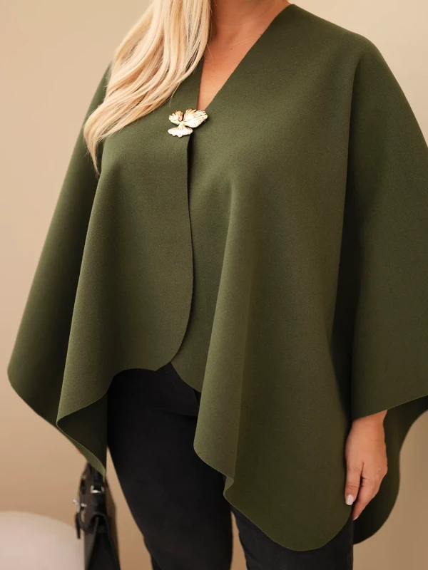 Narzutka damska ponczo Plus Size z broszką – elegancka narzutka oversize ( r 46-60) 