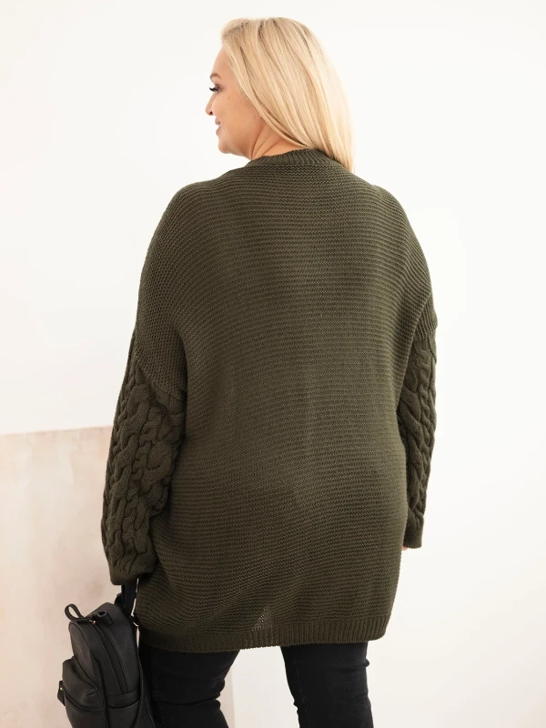 Sweter damski Plus Size z warkoczowym wzorem – długi sweter oversize 48–52