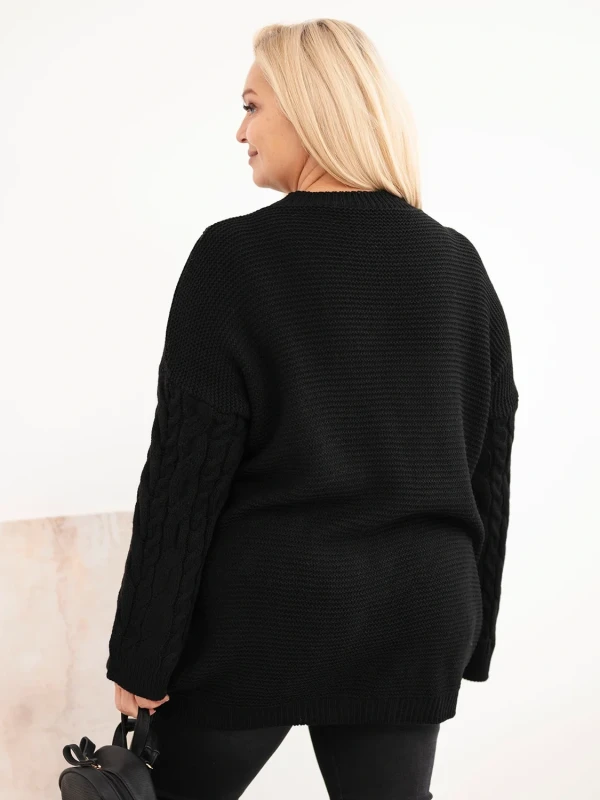 Sweter damski Plus Size z warkoczowym wzorem – długi sweter oversize 48–52 