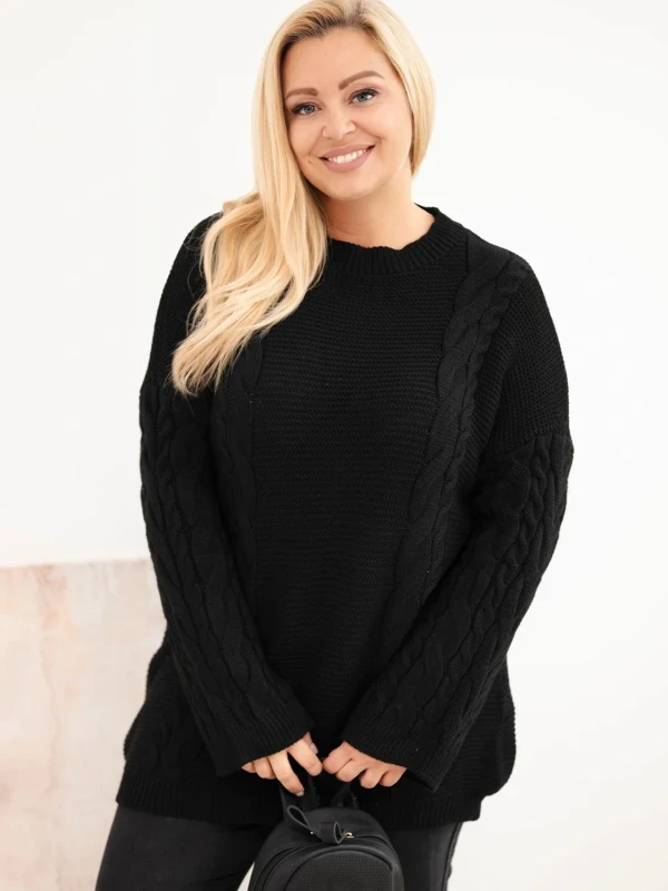 Sweter damski Plus Size z warkoczowym wzorem – długi sweter oversize 48–52 