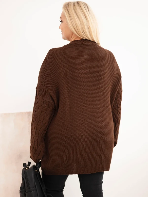 Sweter damski Plus Size z warkoczowym wzorem – długi sweter oversize 48–52   