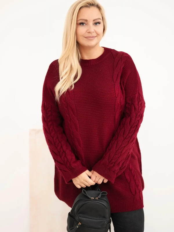 Sweter damski Plus Size z warkoczowym wzorem – długi sweter oversize 48–52  