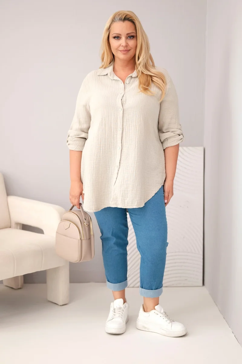 Koszula damska Plus Size muślinowa 100% bawełna (r.46/50)