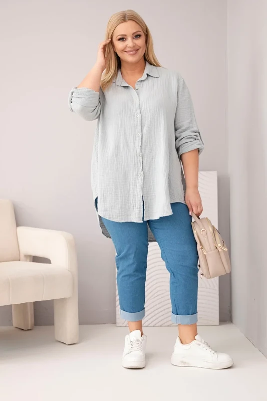 Koszula damska Plus Size muślinowa 100% bawełna (r.46/50)   