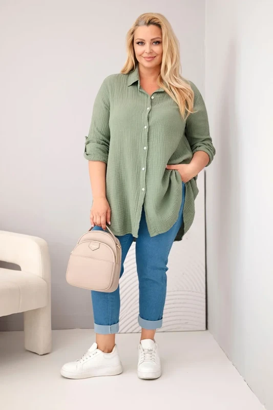 Koszula damska Plus Size muślinowa 100% bawełna (r.46/50)      