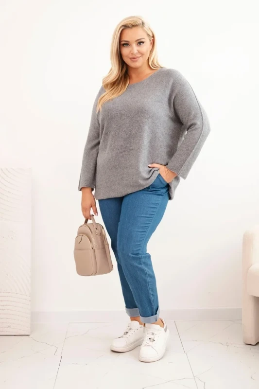 Sweter damski Plus Size oversize z dekoltem łódka (r.46/50)  