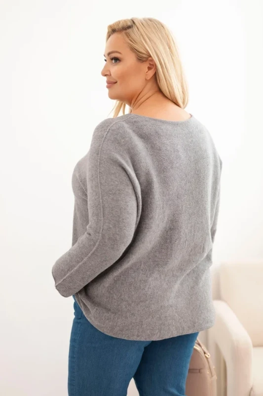 Sweter damski Plus Size oversize z dekoltem łódka (r.46/50)  