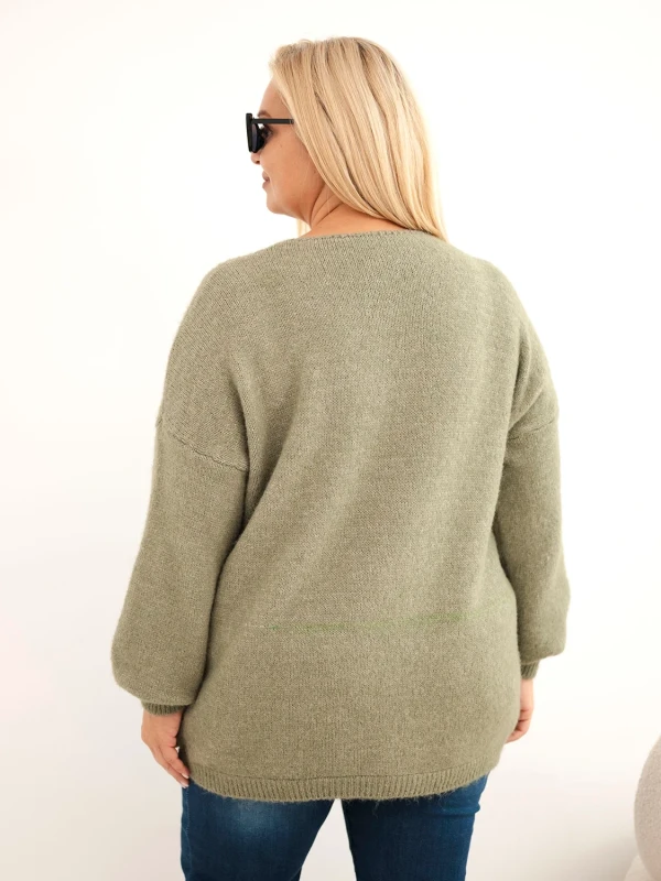 Sweter damski Plus Size z wełną i dekoltem V (r.46/50) 