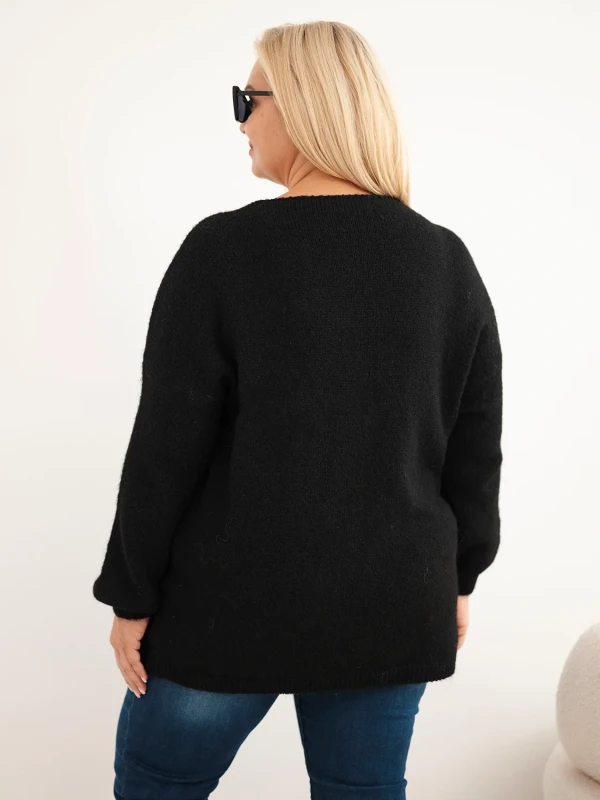 Sweter damski Plus Size z wełną i dekoltem V (r.46/50)