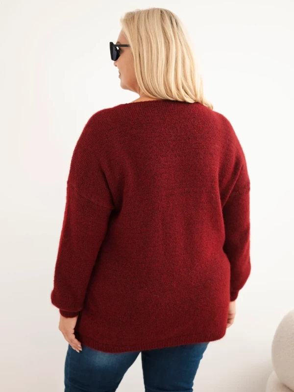 Sweter damski Plus Size z wełną i dekoltem V (r.46/50)