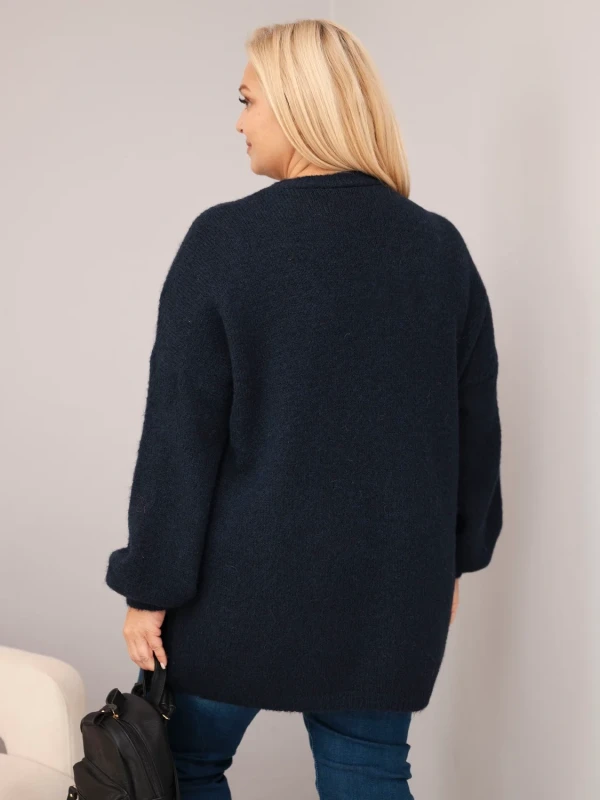 Sweter damski Plus Size z wełną – luźny krój 46–50 