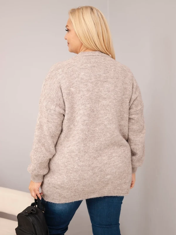 Sweter damski Plus Size z wełną – luźny krój 46–50 